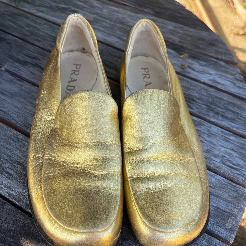 Prada Gold Women's Loafers